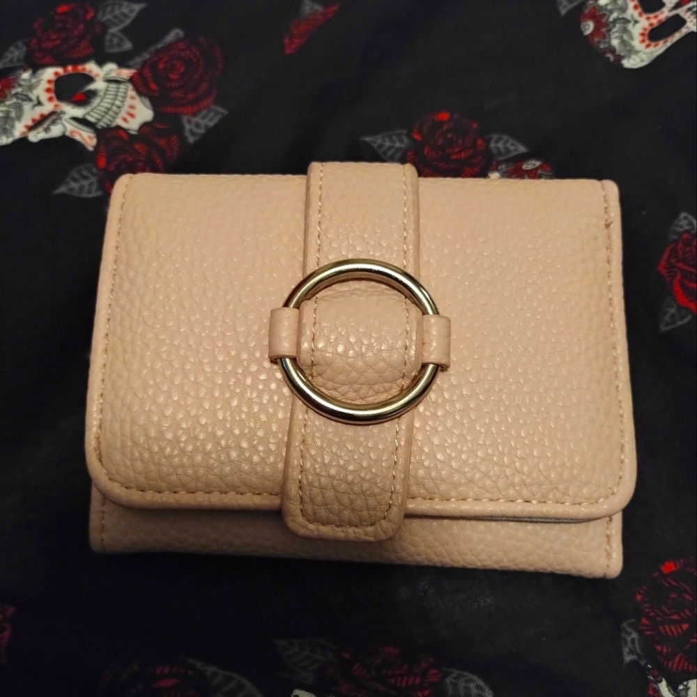 Blush pink trifold wallet